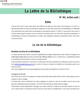 Bibliothèques universitaires de Strasbourg Lettre de la bibliothèque